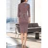 imageVFSHOW Womens Pleated Crew Neck Peplum Work Business Office Bodycon Pencil Sheath DressRed Tweedb