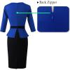 imageVFSHOW Womens Pleated Crew Neck Peplum Work Business Office Bodycon Pencil Sheath DressRoyal Blue  Black