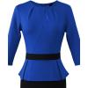 imageVFSHOW Womens Pleated Crew Neck Peplum Work Business Office Bodycon Pencil Sheath DressRoyal Blue  Black