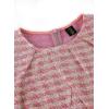 imageVFSHOW Womens Pleated Crew Neck Peplum Work Business Office Bodycon Pencil Sheath DressWhite and Pink Plaid Tweed