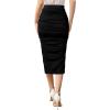 imageVFSHOW Womens Ruched Ruffle High Waist Casual Wok Office Party Slim Fitted Bodycon Pencil Midi MidCalf SkirtBlack