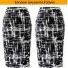 imageVFSHOW Womens Ruched Ruffle High Waist Casual Wok Office Party Slim Fitted Bodycon Pencil Midi MidCalf SkirtBlack and White Geometric Print