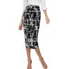 imageVFSHOW Womens Ruched Ruffle High Waist Casual Wok Office Party Slim Fitted Bodycon Pencil Midi MidCalf SkirtBlack and White Geometric Print