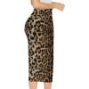 imageVFSHOW Womens Ruched Ruffle High Waist Casual Wok Office Party Slim Fitted Bodycon Pencil Midi MidCalf SkirtLeopard Print