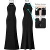 imageVFSHOW Womens Sexy Cut Out Beaded Halter Formal Prom Maxi Dress Ruched High Slit Cocktail Gala Ball Evening GownBlack With Glitter