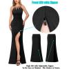 imageVFSHOW Womens Sexy Cut Out Beaded Halter Formal Prom Maxi Dress Ruched High Slit Cocktail Gala Ball Evening GownBlack With Glitter