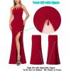 imageVFSHOW Womens Sexy Cut Out Beaded Halter Formal Prom Maxi Dress Ruched High Slit Cocktail Gala Ball Evening GownRed With Glitter