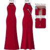 imageVFSHOW Womens Sexy Cut Out Beaded Halter Formal Prom Maxi Dress Ruched High Slit Cocktail Gala Ball Evening GownRed With Glitter