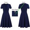 imageVFSHOW Womens Summer Work Business Dresses Pleated Crew Neck Front Zipper Button Office Slim Aline Fit and Flare DressNavy Blue