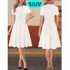 imageVFSHOW Womens Summer Work Business Dresses Pleated Crew Neck Front Zipper Button Office Slim Aline Fit and Flare DressOffwhite
