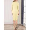 imageVFSHOW Womens Work Business Square Neck Bodycon Dress Office Retro Elegant Slim Fitted Pencil Sheath DressApricot
