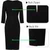 imageVFSHOW Womens Work Business Square Neck Bodycon Dress Office Retro Elegant Slim Fitted Pencil Sheath DressBlack
