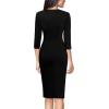 imageVFSHOW Womens Work Business Square Neck Bodycon Dress Office Retro Elegant Slim Fitted Pencil Sheath DressBlack