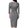 imageVFSHOW Womens Work Business Square Neck Bodycon Dress Office Retro Elegant Slim Fitted Pencil Sheath DressBlack Tweed