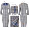 imageVFSHOW Womens Work Business Square Neck Bodycon Dress Office Retro Elegant Slim Fitted Pencil Sheath DressBlue Plaid Tweed