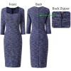 imageVFSHOW Womens Work Business Square Neck Bodycon Dress Office Retro Elegant Slim Fitted Pencil Sheath DressBlue Tweed