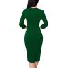 imageVFSHOW Womens Work Business Square Neck Bodycon Dress Office Retro Elegant Slim Fitted Pencil Sheath DressGreen