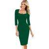 imageVFSHOW Womens Work Business Square Neck Bodycon Dress Office Retro Elegant Slim Fitted Pencil Sheath DressGreen