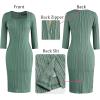 imageVFSHOW Womens Work Business Square Neck Bodycon Dress Office Retro Elegant Slim Fitted Pencil Sheath DressGreen Knit