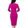 imageVFSHOW Womens Work Business Square Neck Bodycon Dress Office Retro Elegant Slim Fitted Pencil Sheath DressHot Pink