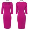 imageVFSHOW Womens Work Business Square Neck Bodycon Dress Office Retro Elegant Slim Fitted Pencil Sheath DressHot Pink