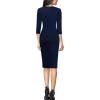 imageVFSHOW Womens Work Business Square Neck Bodycon Dress Office Retro Elegant Slim Fitted Pencil Sheath DressNavy Blue
