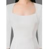 imageVFSHOW Womens Work Business Square Neck Bodycon Dress Office Retro Elegant Slim Fitted Pencil Sheath DressOffwhite