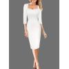 imageVFSHOW Womens Work Business Square Neck Bodycon Dress Office Retro Elegant Slim Fitted Pencil Sheath DressOffwhite