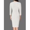 imageVFSHOW Womens Work Business Square Neck Bodycon Dress Office Retro Elegant Slim Fitted Pencil Sheath DressOffwhite
