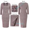 imageVFSHOW Womens Work Business Square Neck Bodycon Dress Office Retro Elegant Slim Fitted Pencil Sheath DressPink Tweed