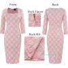 imageVFSHOW Womens Work Business Square Neck Bodycon Dress Office Retro Elegant Slim Fitted Pencil Sheath DressPink and Offwhite Tweed
