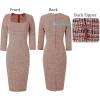imageVFSHOW Womens Work Business Square Neck Bodycon Dress Office Retro Elegant Slim Fitted Pencil Sheath DressRed Tweed