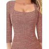 imageVFSHOW Womens Work Business Square Neck Bodycon Dress Office Retro Elegant Slim Fitted Pencil Sheath DressRed Tweed