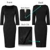 imageVFSHOW Womens Work Business Square Neck Bodycon Dress Office Retro Elegant Slim Fitted Pencil Sheath DressTextured Blackb