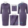 imageVFSHOW Womens Work Business Square Neck Bodycon Dress Office Retro Elegant Slim Fitted Pencil Sheath DressTextured Purple Mesh