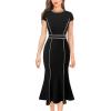 imageVFSHOW Womens Elegant Vintage Chruch Business Office Cocktail Mermaid Bodycon Midi DressBlack