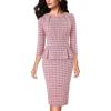 White and Pink Plaid Tweed
