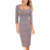 imageVFSHOW Womens Work Business Square Neck Bodycon Dress Office Retro Elegant Slim Fitted Pencil Sheath DressPink Tweed
