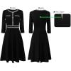 imageVFSHOW Womens Button Pockets Wear to Work Office Business Vintage Church Fit and Flare A Line DressBlack