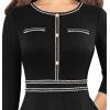 imageVFSHOW Womens Button Pockets Wear to Work Office Business Vintage Church Fit and Flare A Line DressBlackb