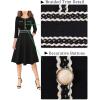 imageVFSHOW Womens Button Pockets Wear to Work Office Business Vintage Church Fit and Flare A Line DressBlackb