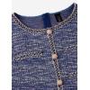 imageVFSHOW Womens Button Pockets Wear to Work Office Business Vintage Church Fit and Flare A Line DressBlue Tweed