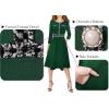 imageVFSHOW Womens Button Pockets Wear to Work Office Business Vintage Church Fit and Flare A Line DressGreen