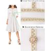 imageVFSHOW Womens Button Pockets Wear to Work Office Business Vintage Church Fit and Flare A Line DressOffwhite