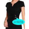 imageVFSHOW Womens Elegant Notch V Neck Ruched Work Office Business Church Bodycon Sheath DressBlack
