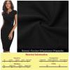 imageVFSHOW Womens Elegant Notch V Neck Ruched Work Office Business Church Bodycon Sheath DressBlack