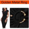 imageVFSHOW Womens Elegant Notch V Neck Ruched Work Office Business Church Bodycon Sheath DressBlack
