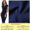 imageVFSHOW Womens Elegant Notch V Neck Ruched Work Office Business Church Bodycon Sheath DressNavy Blue