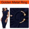 imageVFSHOW Womens Elegant Notch V Neck Ruched Work Office Business Church Bodycon Sheath DressNavy Blue