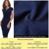 imageVFSHOW Womens Elegant Notch V Neck Ruched Work Office Business Church Bodycon Sheath DressNavy Blue